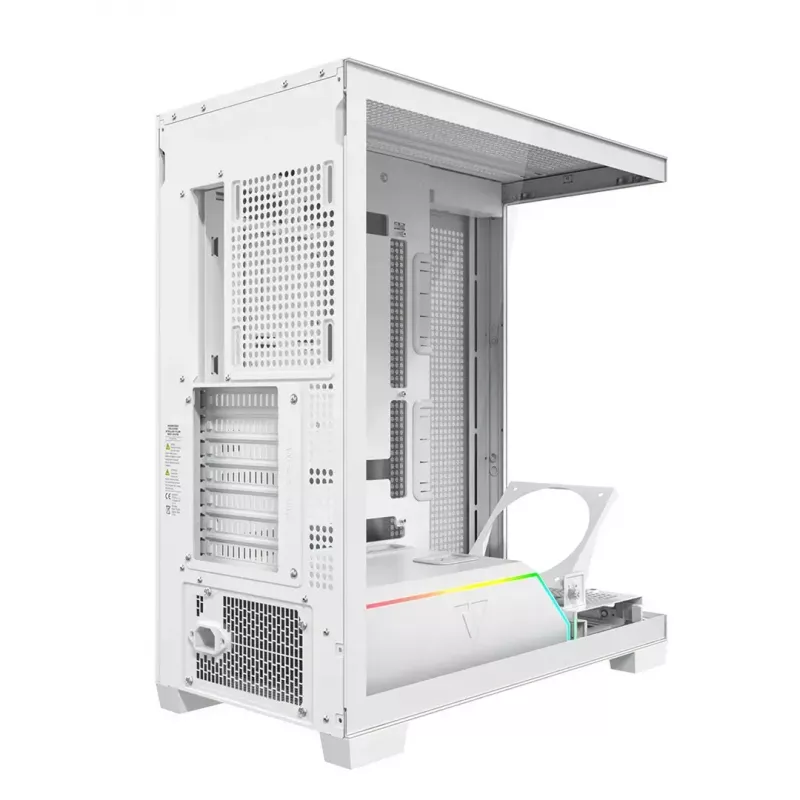 PC-behuizing MODECOM VOLCANO STELLAR PLUS MIDI WIT — midi tower, microATX, gehard glas, USB-C, ondersteunt GPU 420 mm