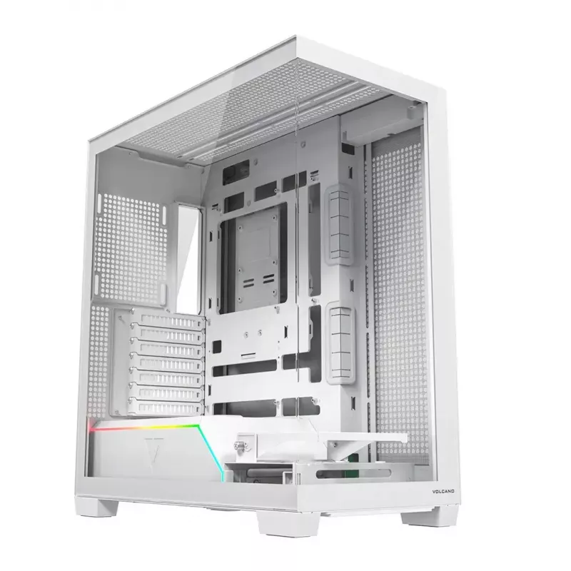 PC-behuizing MODECOM VOLCANO STELLAR PLUS MIDI WIT — midi tower, microATX, gehard glas, USB-C, ondersteunt GPU 420 mm