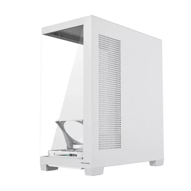 PC-behuizing MODECOM VOLCANO STELLAR PLUS MIDI WIT — midi tower, microATX, gehard glas, USB-C, ondersteunt GPU 420 mm