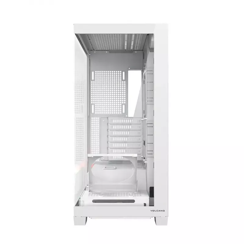 PC-behuizing MODECOM VOLCANO STELLAR PLUS MIDI WIT — midi tower, microATX, gehard glas, USB-C, ondersteunt GPU 420 mm