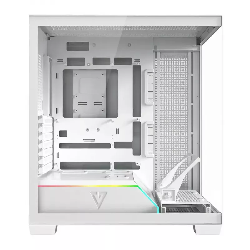 PC-behuizing MODECOM VOLCANO STELLAR PLUS MIDI WIT — midi tower, microATX, gehard glas, USB-C, ondersteunt GPU 420 mm