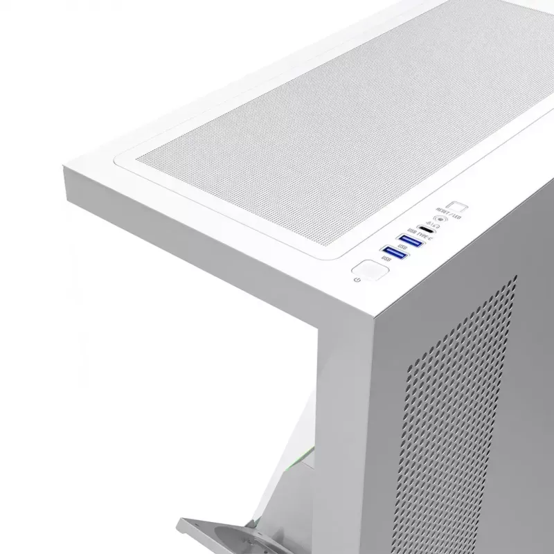 PC-behuizing MODECOM VOLCANO STELLAR PLUS MIDI WIT — midi tower, microATX, gehard glas, USB-C, ondersteunt GPU 420 mm
