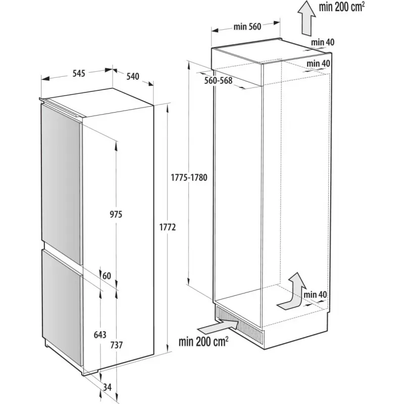 Gorenje NRKI517E41 inbouwkoelkast 252 L wit
