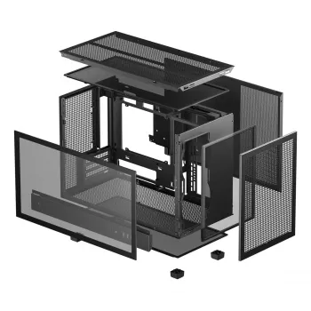 Pc-behuizing DeepCool CH260 micro tower zwart — micro-ATX/mini-ITX, gehard glas, USB-C, max. GPU 413 mm