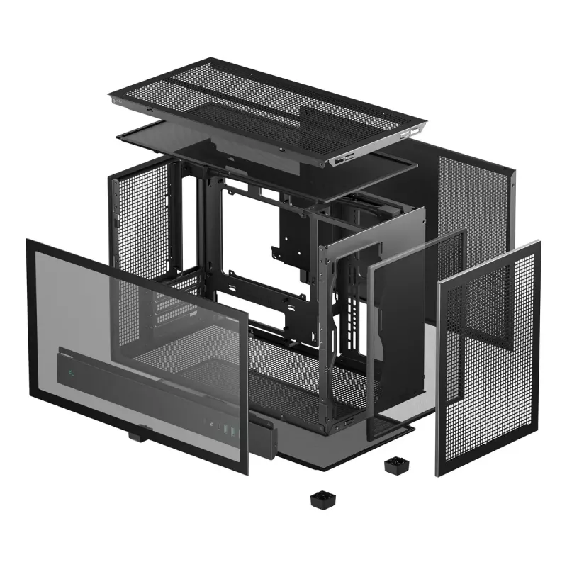 Pc-behuizing DeepCool CH260 micro tower zwart — micro-ATX/mini-ITX, gehard glas, USB-C, max. GPU 413 mm