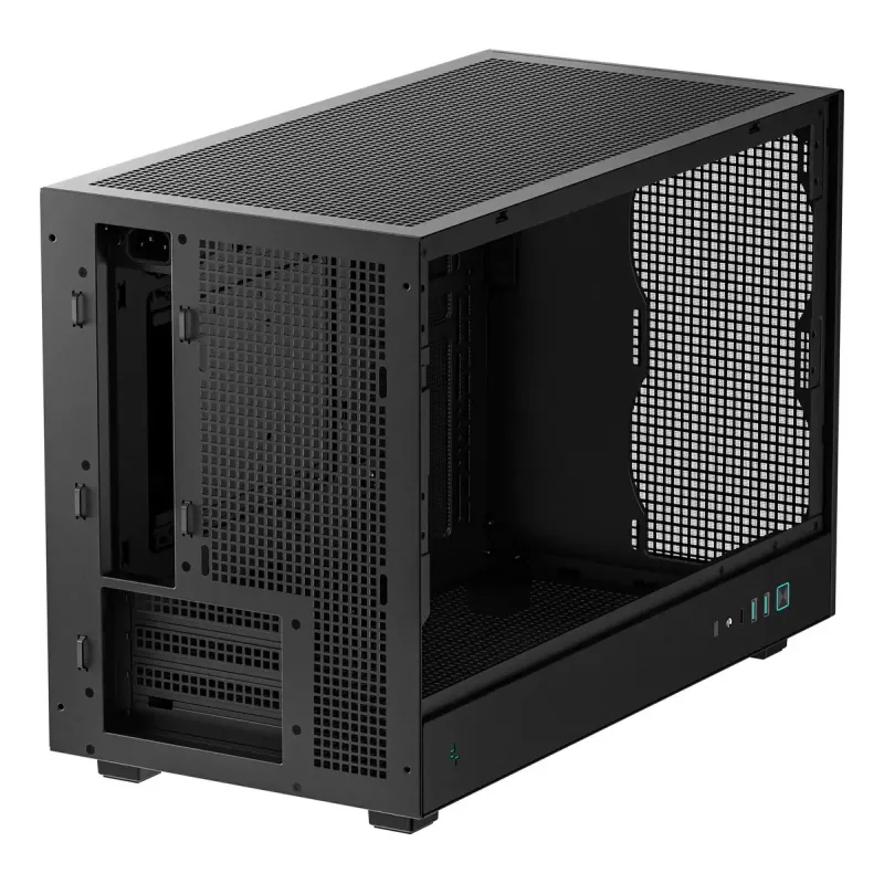 Pc-behuizing DeepCool CH260 micro tower zwart — micro-ATX/mini-ITX, gehard glas, USB-C, max. GPU 413 mm