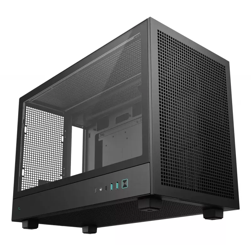 Pc-behuizing DeepCool CH260 micro tower zwart — micro-ATX/mini-ITX, gehard glas, USB-C, max. GPU 413 mm