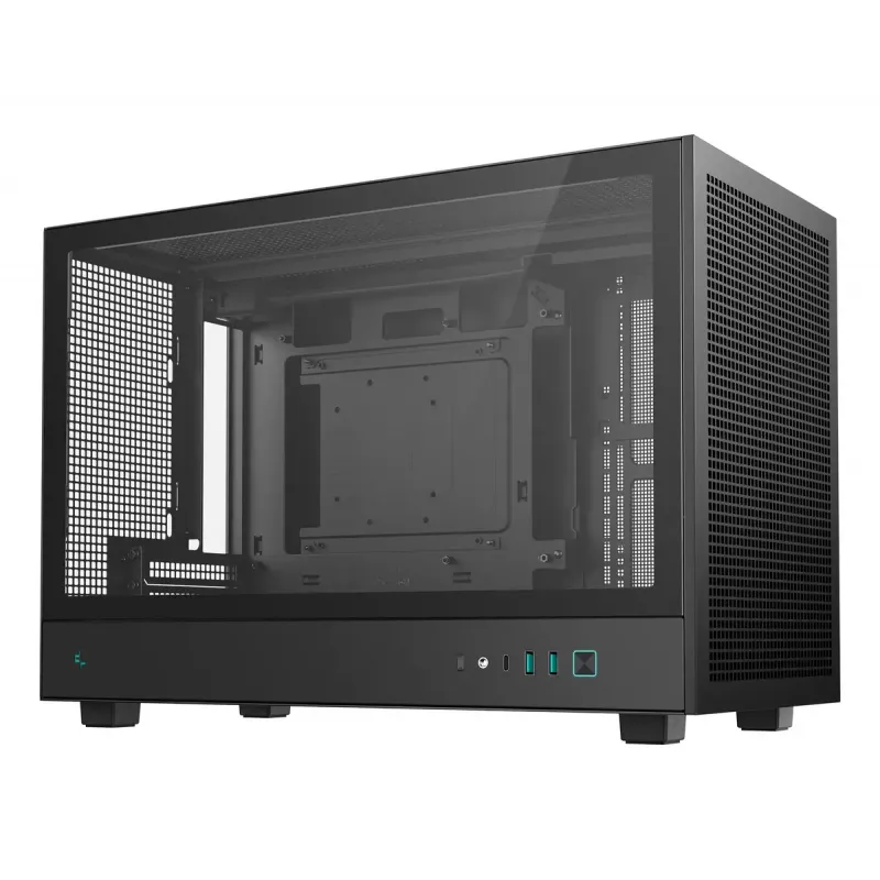Pc-behuizing DeepCool CH260 micro tower zwart — micro-ATX/mini-ITX, gehard glas, USB-C, max. GPU 413 mm