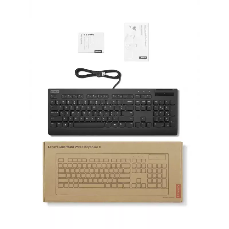 Lenovo Smartcard II bedrade toetsenbord Ests Zwart USB-A Plunger-schakelaar