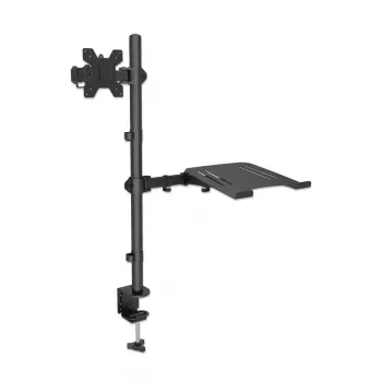 Manhattan desksteun voor monitor- en laptopcombinatie (Full-Motion), voor beeldschermen: 10-27 inch, laptop tot 17 inch, klembevestiging, VESA-compatibiliteit: 75x75 en 100x100 mm – controleer de afmetingen van de vier bevestigingsgaten op de achterkant van het beeldscherm om te controleren of ze passen, max. 8 kg, houder