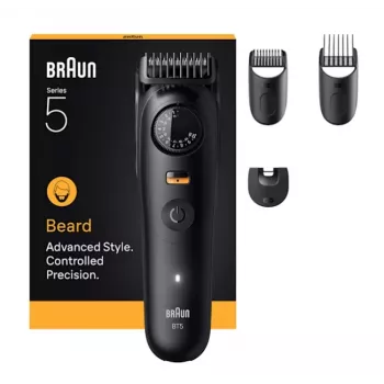 Baardtrimmer BRAUN BT5520 — 0,5–20 mm, 40 lengtestanden, oplaadbaar, 120 min accuduur, zwart