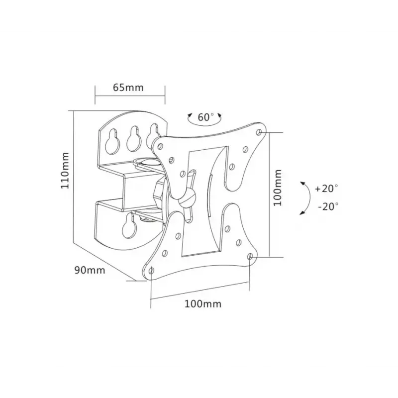 TV-muurbeugel Sopar 23114 68,6 cm (27 inch) zilver