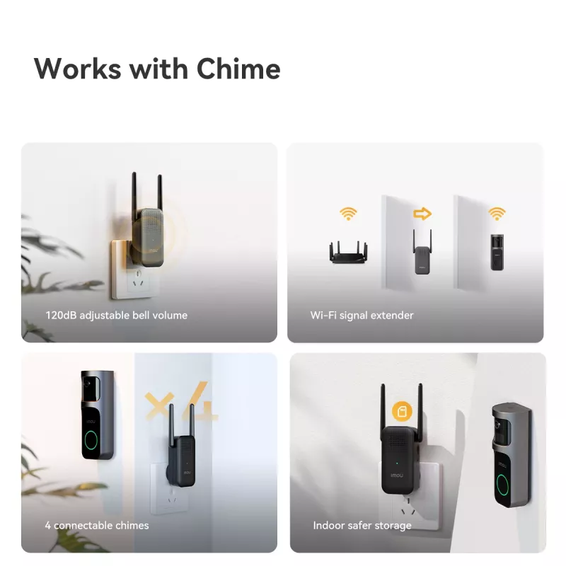 Imou Doorbell 2S Kit zwart 3 MP draadloos wandmontage