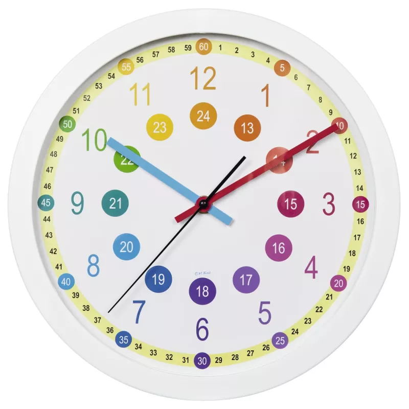 Hama Easy Learning quartz horloge – rond, veelkleurig, wit