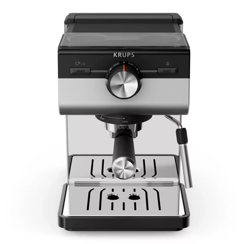 Espressomachine KRUPS XP384E10 — halfautomatisch, 2 l watertank, 2 kopjes, zwart/RVS