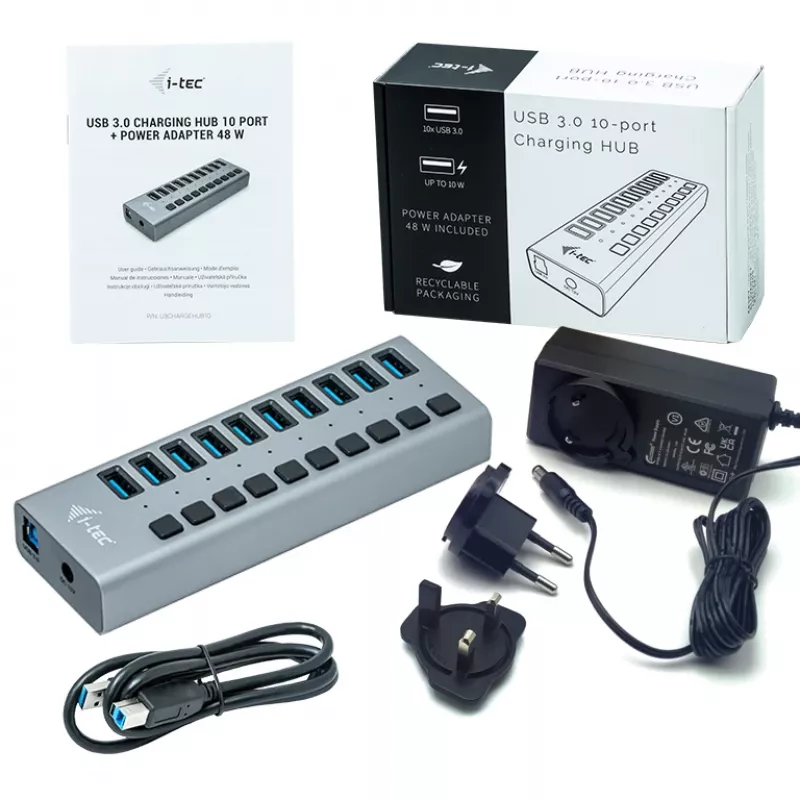 i-tec USB 3.0 Charging HUB 10 poorten + voeding 48 W