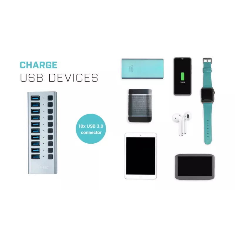 i-tec USB 3.0 Charging HUB 10 poorten + voeding 48 W