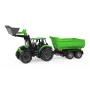 Mechanische speelgoedtractor Lena Deutz-Fahr Worxx met 74 cm lengte en afneembare aanhanger