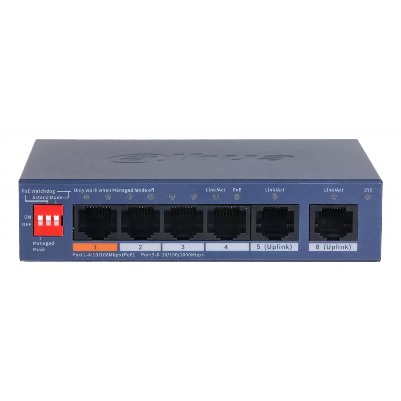 Dahua Technology CS4006-4ET2GT-60 netwerkswitch Managed L2 Gigabit Ethernet (10/100/1000) Power over Ethernet (PoE) blauw