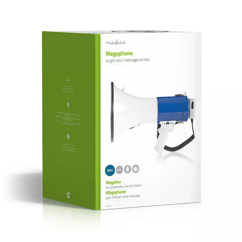 Megafoon Nedis MEPH200WT wit blauw 20 W 300 m bereik