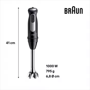 Braun MultiQuick 5 MQ55.254MBK 0,5 l staafmixer 1000 W zwart, roestvrij staal
