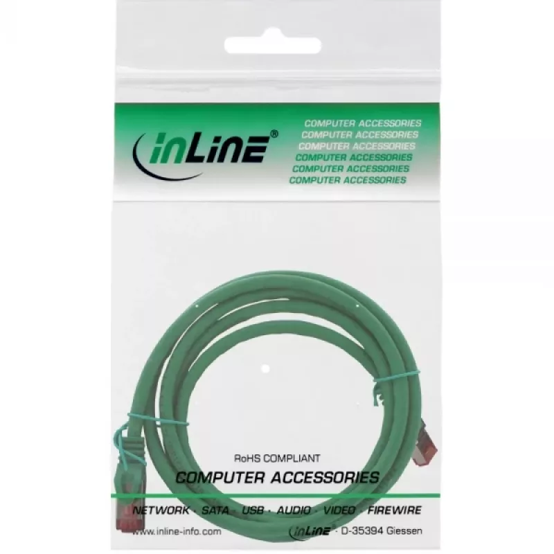 InLine patchkabel S/FTP PiMF Cat.6 250MHz koper halogeenvrij groen 1m