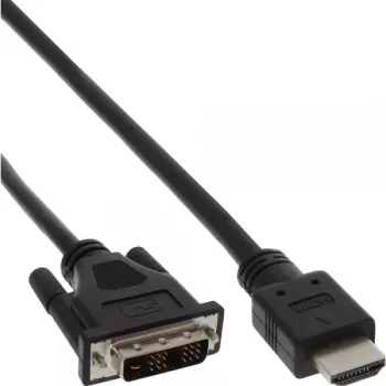 InLine HDMI-DVI-kabel HDMI stekker / DVI stekker 18+1 zwart 2m