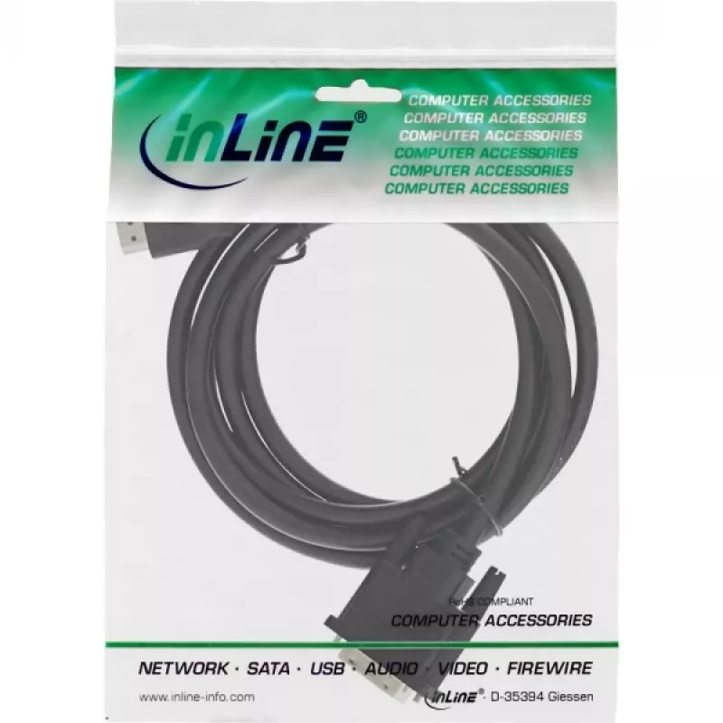 InLine HDMI-DVI-kabel HDMI stekker / DVI stekker 18+1 zwart 2m