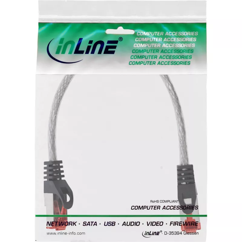 Patchkabel InLine S/FTP PiMF Cat6 250MHz RJ-45–RJ-45 PVC transparant 0,25 m