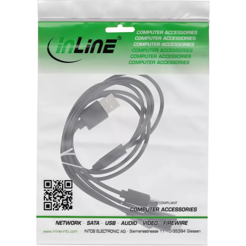 InLine USB 4in1 Y-oplaadkabel, 1x USB-A stekker naar 4x USB-C stekker, zwart 0,5 m