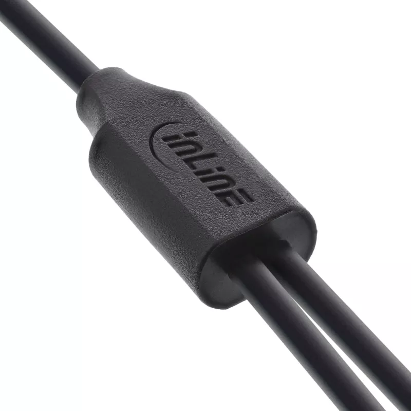 InLine USB 2in1 Y-oplaadkabel, 1x USB-A stekker naar 2x USB-C stekker, zwart 1 m