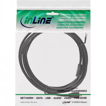 InLine Micro-USB 2.0 verlengkabel, Micro-B stekker/bus, zwart/goud, 5m