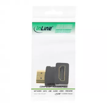 InLine HDMI-adapter stekker/bus naar beneden afgewinkeld, verguld, 4K2K