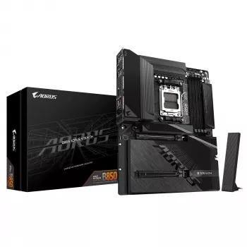 Moederbord GIGABYTE B850 AORUS STEALTH — ATX, Socket AM5, AMD B850, DDR5 tot 8200 MHz (OC), 14+2+2 VRM, 2xPCIe5.0, 2xPCIe4.0 M.2, Wi‑Fi 7, 5GbE
