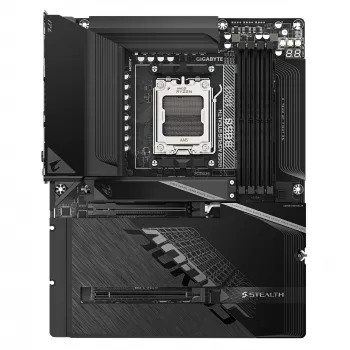 Moederbord GIGABYTE B850 AORUS STEALTH — ATX, Socket AM5, AMD B850, DDR5 tot 8200 MHz (OC), 14+2+2 VRM, 2xPCIe5.0, 2xPCIe4.0 M.2, Wi‑Fi 7, 5GbE