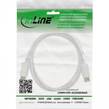 DisplayPort-kabel InLine 17255W, 0,5 m, DisplayPort–DisplayPort, wit