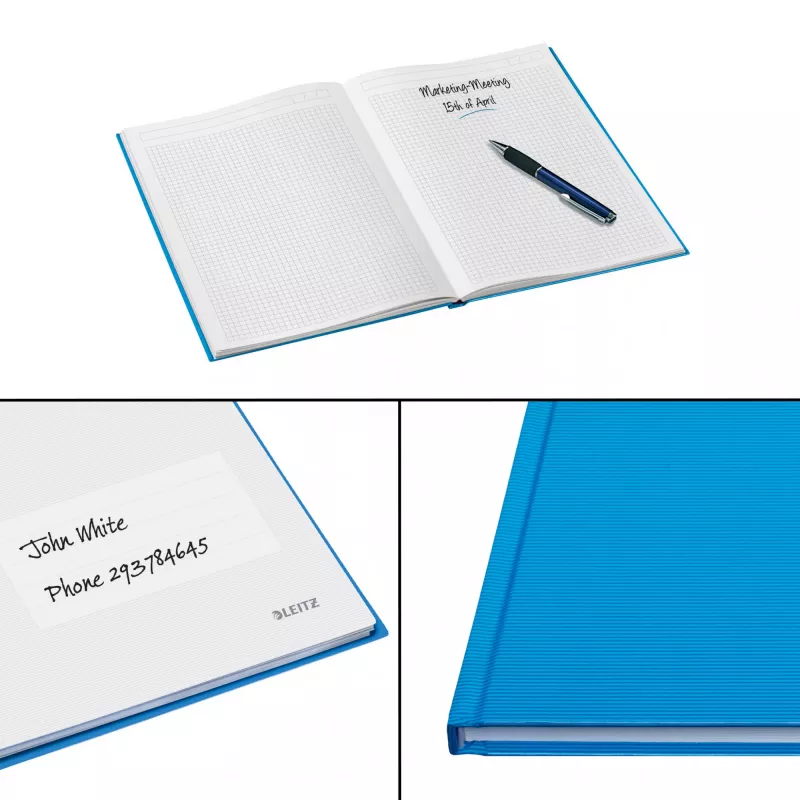 Leitz notebook Solid Hardcover A5 geruit 90 g/m² 80 vel, effen, blauw, A5, 80 vel, glanzend, 80 g/m²