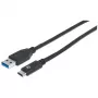 Manhattan USB-C naar USB-A-kabel, 1 m, stekker naar stekker, 10 Gbit/s (USB 3.2 Gen 2, ook bekend als USB 3.1), 3 A (snel opladen), SuperSpeed+ USB, zwart, levenslange garantie, gelijkwaardig aan USB31AC1M