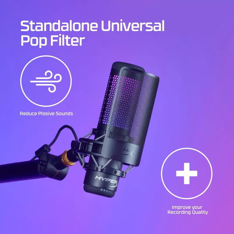 HyperX Shield 6X256AA microfoonpopfilter, flexibele zwanenhals, zwart