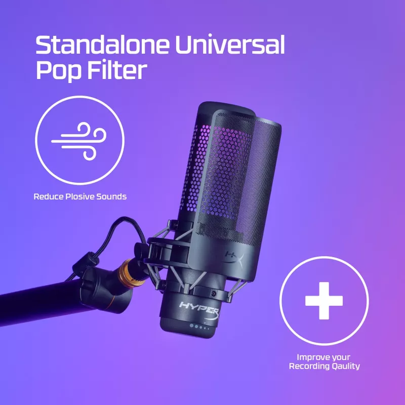 HyperX Shield 6X256AA microfoonpopfilter, flexibele zwanenhals, zwart