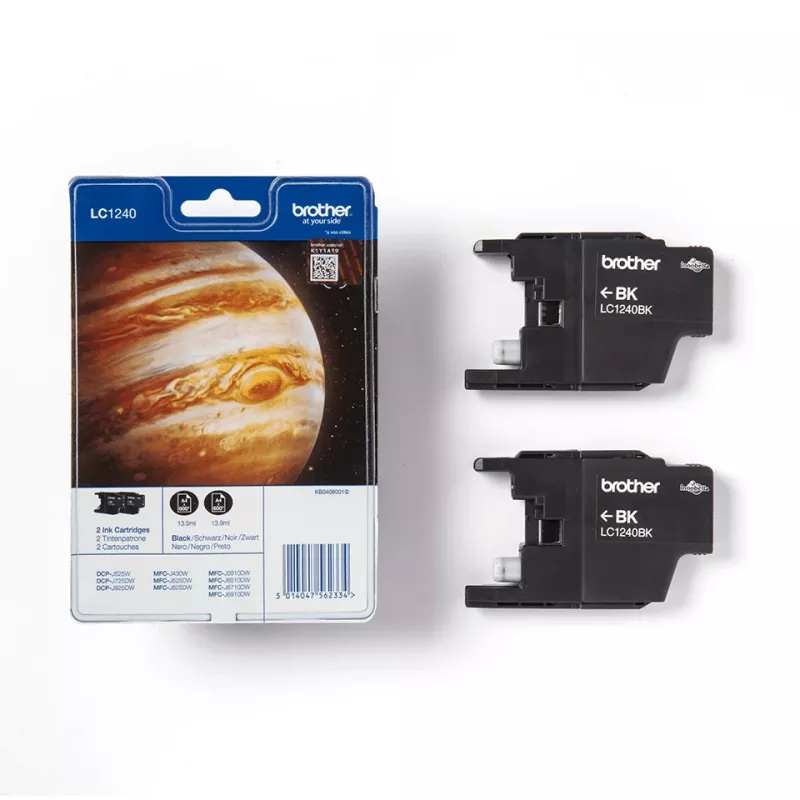 Brother LC1240BKBP2 dubbelpak inktcartridges, 2 x zwart, 600 pagina's
