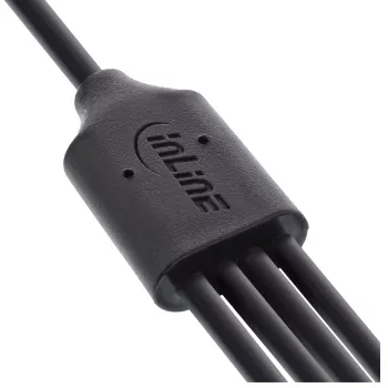 InLine USB 4in1 Y-oplaadkabel, 1x USB-A stekker naar 4x USB-C stekker, zwart 1 m