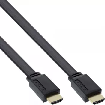 InLine HDMI platte kabel high speed kabel met Ethernet verguld zwart 5m