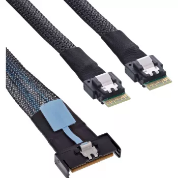 Serial Attached SCSI (SAS)-kabel InLine 27663C 1 m, 32 Gbit/s, MCIO x8 naar 2×4i SFF-8654