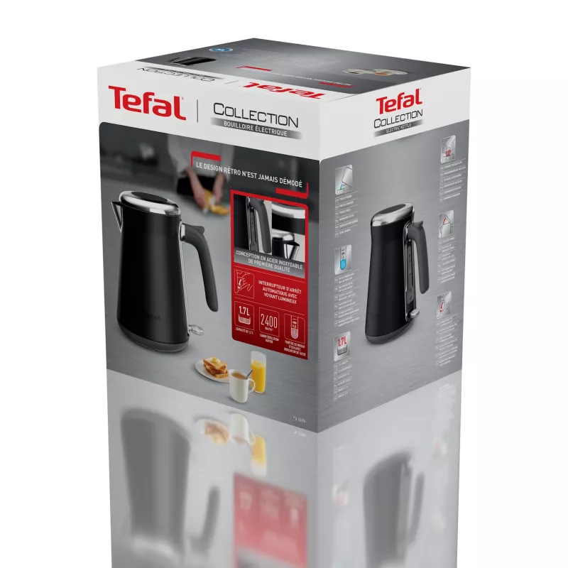 Waterkoker Tefal KI6668E0 — 1,7 l, 2400 W, roestvrijstalen behuizing, zwart
