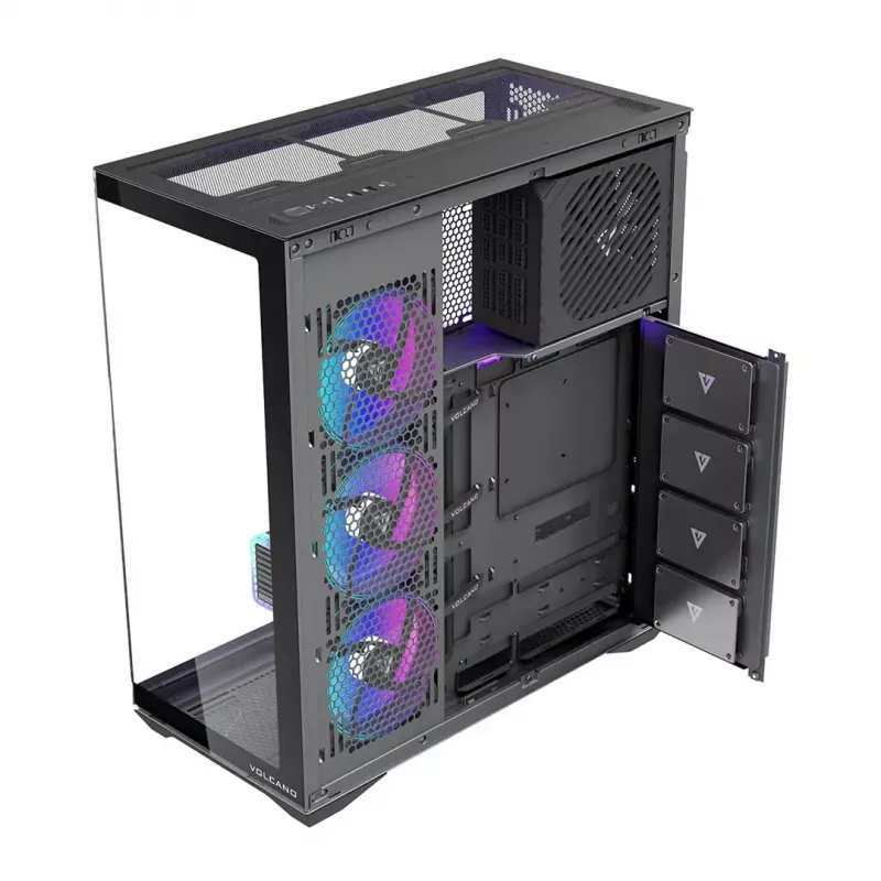 MODECOM Volcano SPACE XL ARGB Full-Tower pc-behuizing — Full Tower, E-ATX-ondersteuning, gehard glas, ARGB, tot 440 mm GPU