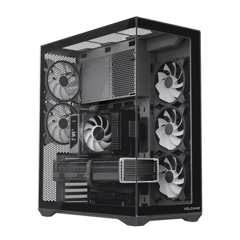 MODECOM Volcano SPACE XL ARGB Full-Tower pc-behuizing — Full Tower, E-ATX-ondersteuning, gehard glas, ARGB, tot 440 mm GPU