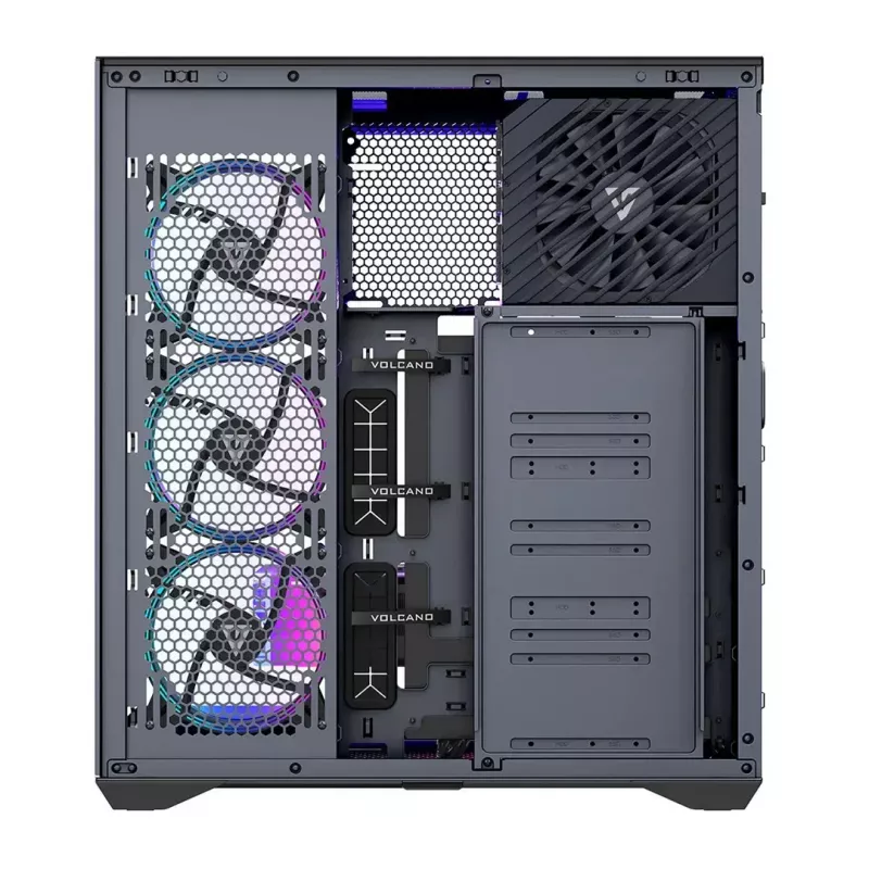 MODECOM Volcano SPACE XL ARGB Full-Tower pc-behuizing — Full Tower, E-ATX-ondersteuning, gehard glas, ARGB, tot 440 mm GPU