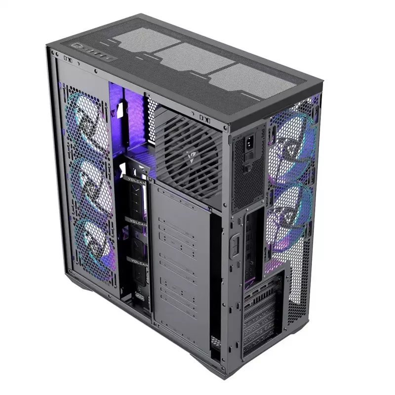 MODECOM Volcano SPACE XL ARGB Full-Tower pc-behuizing — Full Tower, E-ATX-ondersteuning, gehard glas, ARGB, tot 440 mm GPU