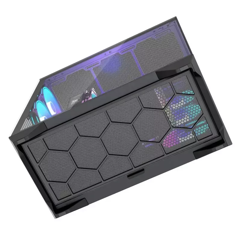MODECOM Volcano SPACE XL ARGB Full-Tower pc-behuizing — Full Tower, E-ATX-ondersteuning, gehard glas, ARGB, tot 440 mm GPU